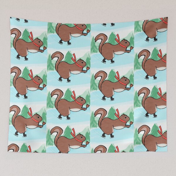 Item preview, Ice Skating Squirrel in Winter Wonderland designed and sold by fairytalearrrt.