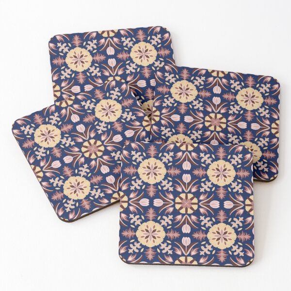 Item preview, Vintage Floral Tile - Dark Blue designed and sold by FloraDayDesign.