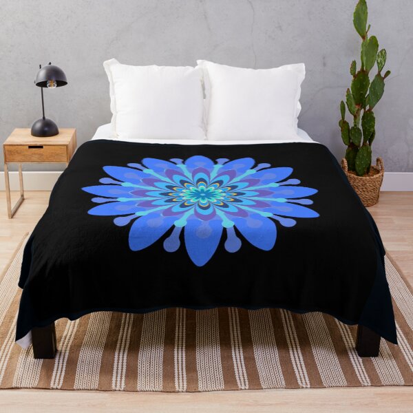 Item preview, blue flower pattern black designed and sold by Bakkia.