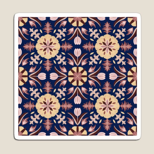 Item preview, Vintage Floral Tile - Dark Blue designed and sold by FloraDayDesign.