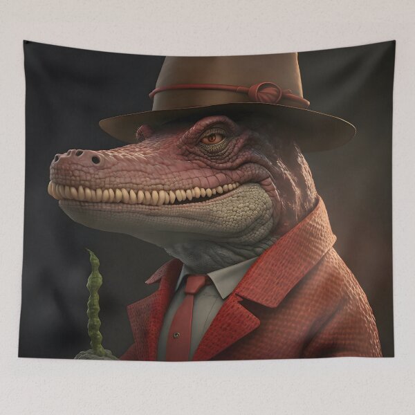 Item preview, Elegant Crocodile with fancy old style hat in a red suit designed and sold by Tuko Designs.