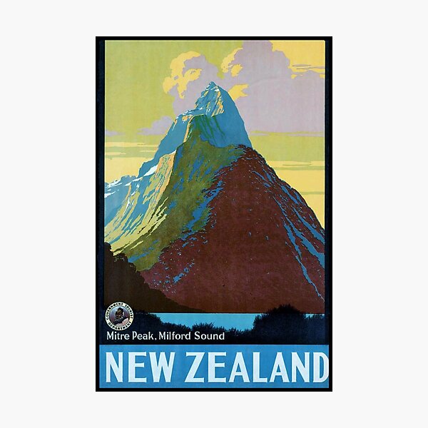 Vintage New Zealand Travel Poster Photographic Print