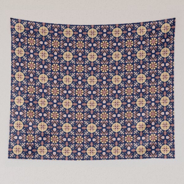 Item preview, Vintage Floral Tile - Dark Blue designed and sold by FloraDayDesign.