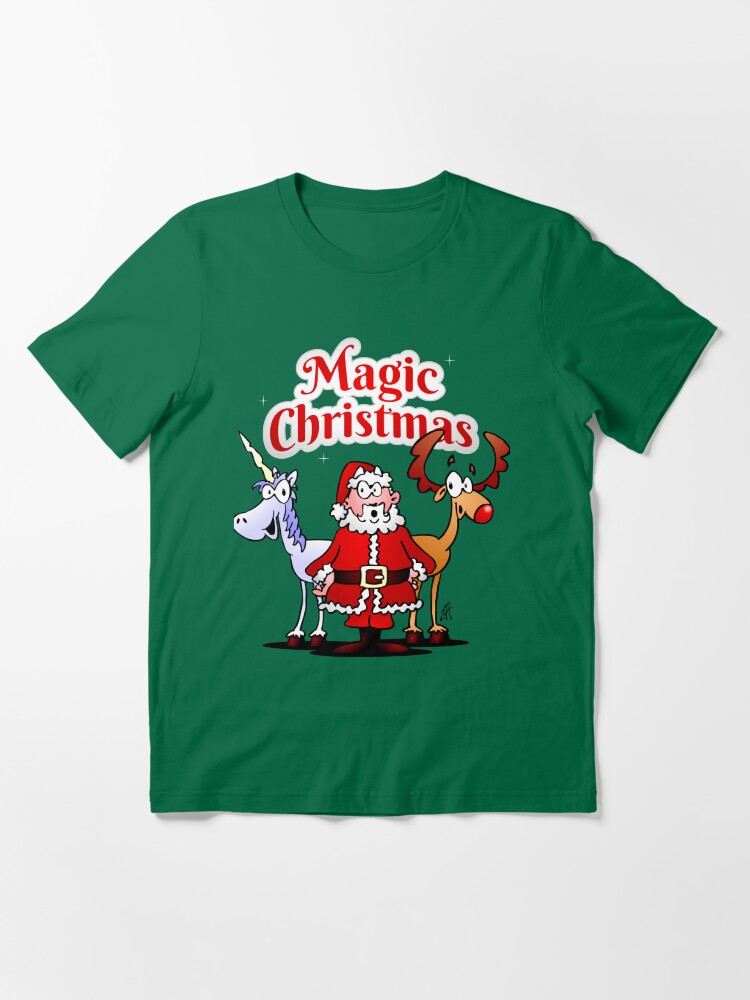 Vista alternativa de Camiseta esencial Magia Navidad con un unicornio