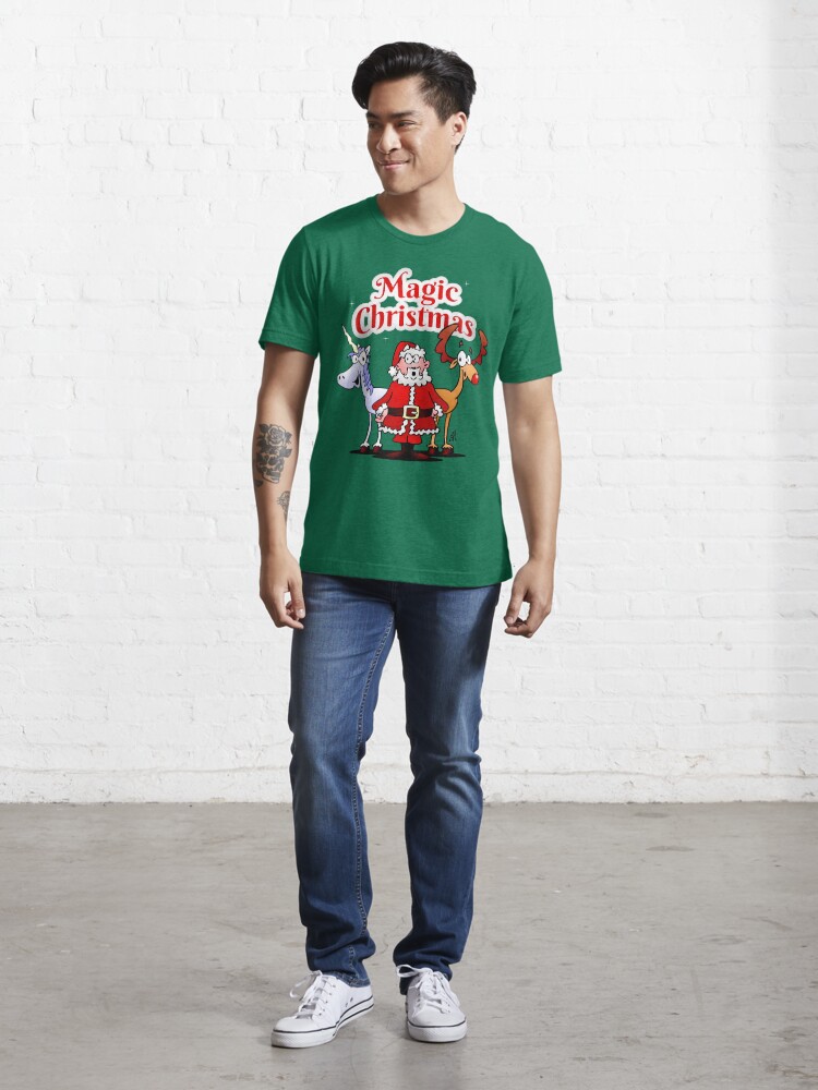 Vista alternativa de Camiseta esencial Magia Navidad con un unicornio