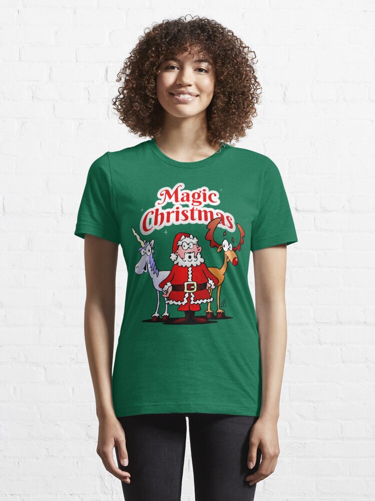 Vista alternativa de Camiseta esencial Magia Navidad con un unicornio