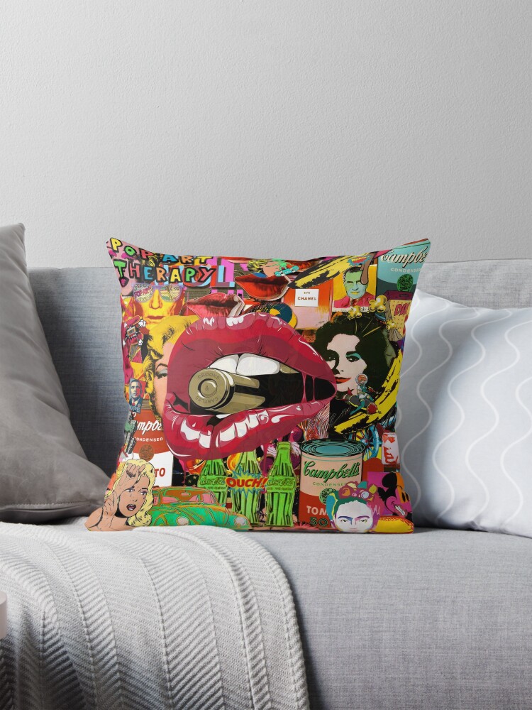Thumbnail 1 of 4, Pillow, Pop Art Therapy designed and sold by Helt-Sort.