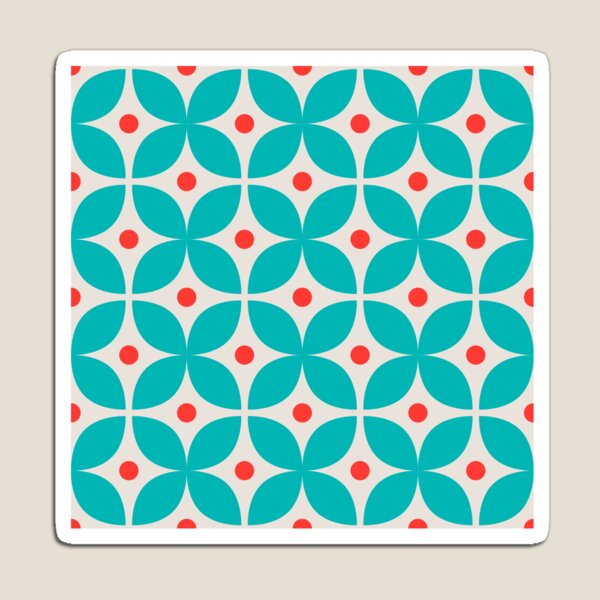 Geometric Pattern: Stylised Flower: Blue Magnet