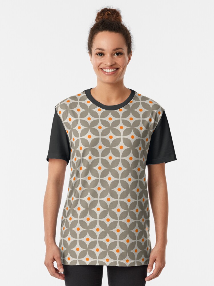 Alternate view of Geometric Pattern: Stylised Flower: Grey Graphic T-Shirt