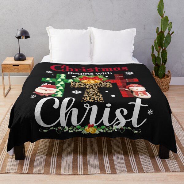 Item preview, Christmas Begins With Christ Plaid Cross Santa | Merry Christmas Jesus Christ greetings | Gifts for Christmas lovers designed and sold by ThanksVibe.