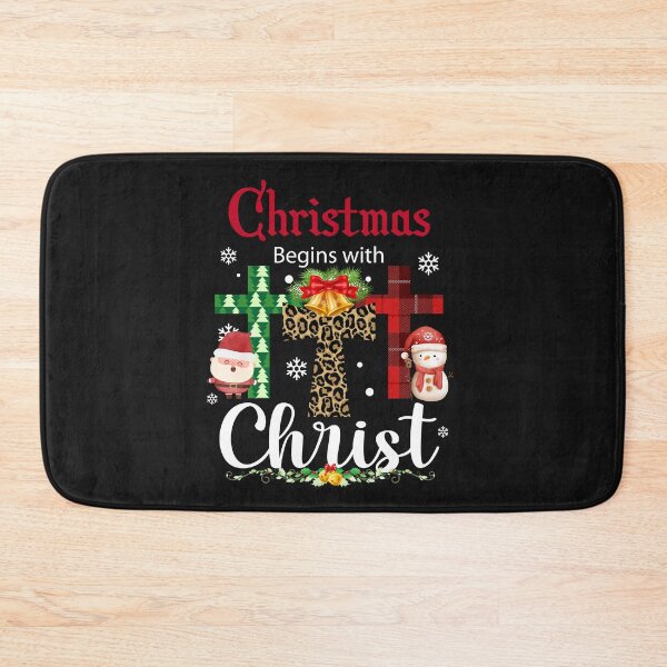 Item preview, Christmas Begins With Christ Plaid Cross Santa | Merry Christmas Jesus Christ greetings | Gifts for Christmas lovers designed and sold by ThanksVibe.