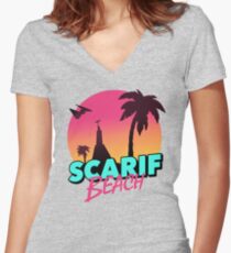 Scarif Beach Women's Fitted V-Neck T-Shirt