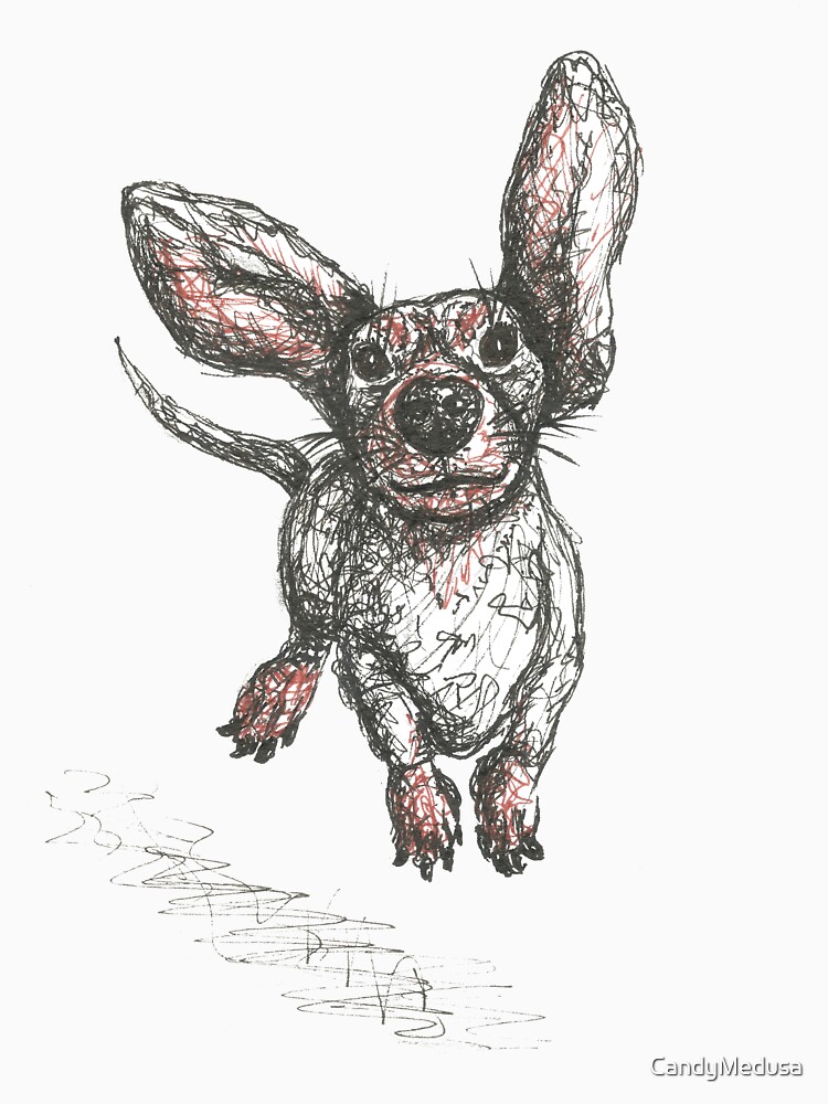Thumbnail 7 of 7, Classic T-Shirt, Dachshund running, pen and ink illustration. Sausage dog, doxie, weiner. designed and sold by CandyMedusa.