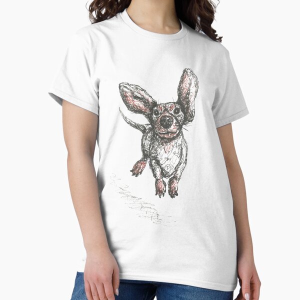 Dachshund running, pen and ink illustration. Sausage dog, doxie, weiner. Classic T-Shirt