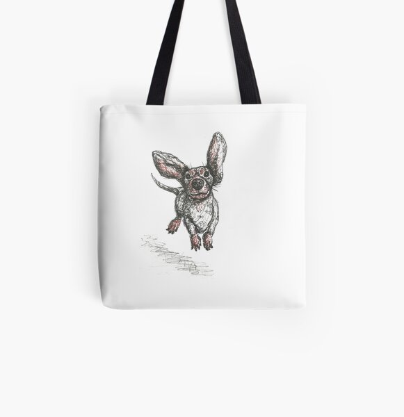 Dachshund running, pen and ink illustration. Sausage dog, doxie, weiner. All Over Print Tote Bag