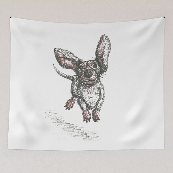 Item preview, Dachshund running, pen and ink illustration. Sausage dog, doxie, weiner. designed and sold by CandyMedusa.