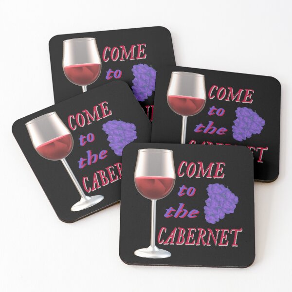 Item preview, Come to the Cabernet.  Glass of Cabernet Sauvignon Red Wine with Purple Black Grapes. (Black Background) designed and sold by ArtByLM.