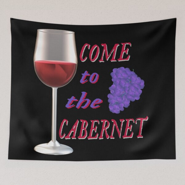 Item preview, Come to the Cabernet.  Glass of Cabernet Sauvignon Red Wine with Purple Black Grapes. (Black Background) designed and sold by ArtByLM.