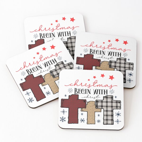 Item preview, Christmas Begins With Christ Plaid Cross Santa | Merry Christmas Jesus Christ greetings | Gifts for Christmas lovers designed and sold by ThanksVibe.