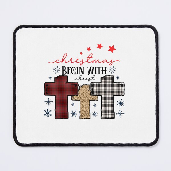 Item preview, Christmas Begins With Christ Plaid Cross Santa | Merry Christmas Jesus Christ greetings | Gifts for Christmas lovers designed and sold by ThanksVibe.