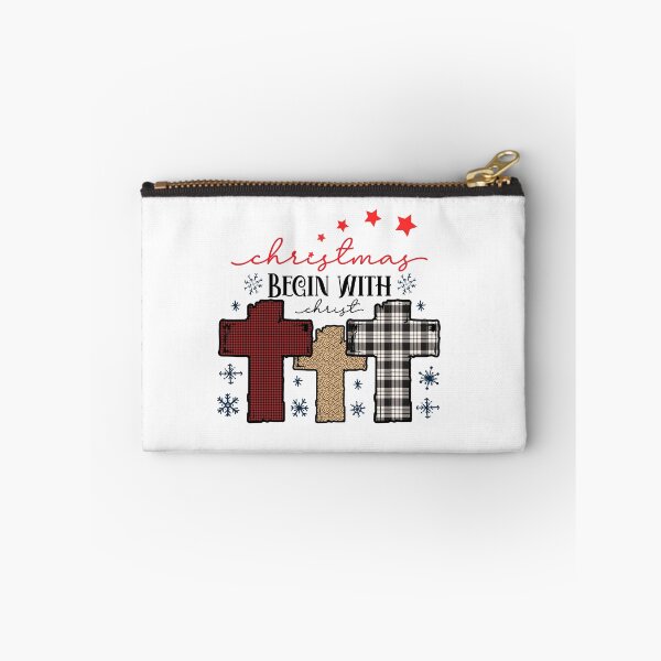 Item preview, Christmas Begins With Christ Plaid Cross Santa | Merry Christmas Jesus Christ greetings | Gifts for Christmas lovers designed and sold by ThanksVibe.