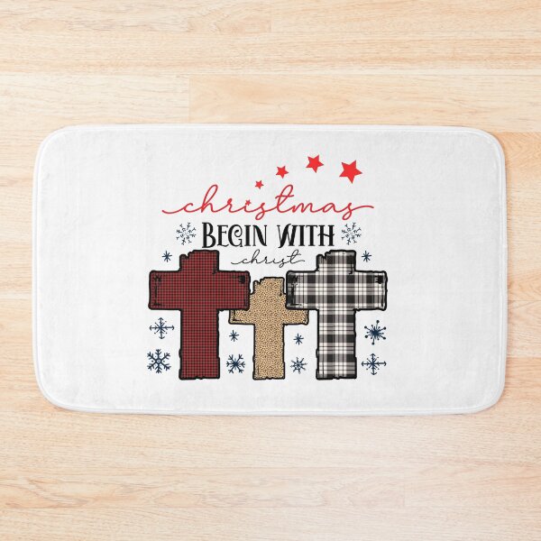 Item preview, Christmas Begins With Christ Plaid Cross Santa | Merry Christmas Jesus Christ greetings | Gifts for Christmas lovers designed and sold by ThanksVibe.