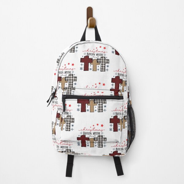 Item preview, Christmas Begins With Christ Plaid Cross Santa | Merry Christmas Jesus Christ greetings | Gifts for Christmas lovers designed and sold by ThanksVibe.