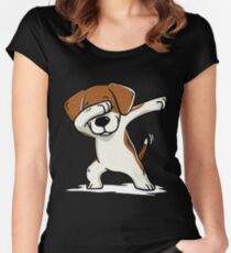 Dabbing Beagle Funny Women's Fitted Scoop T-Shirt