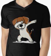 Dabbing Beagle Funny Men's V-Neck T-Shirt
