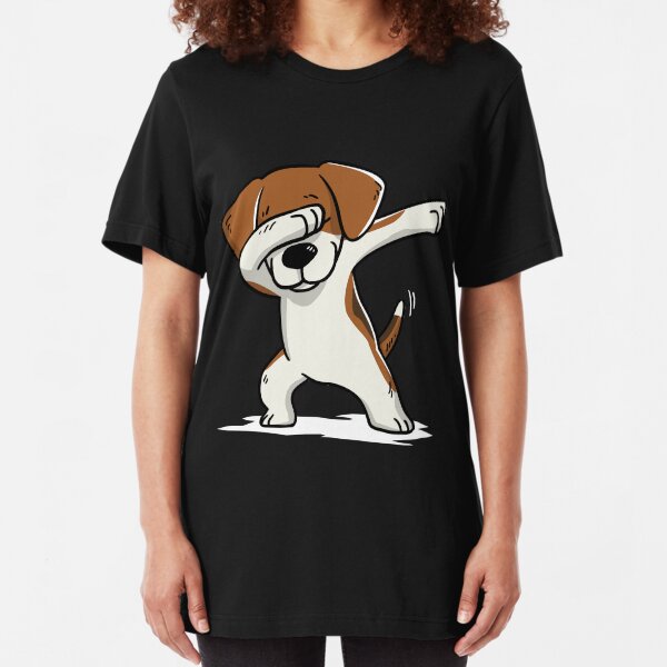 Dabbing Beagle Funny Slim Fit T-Shirt