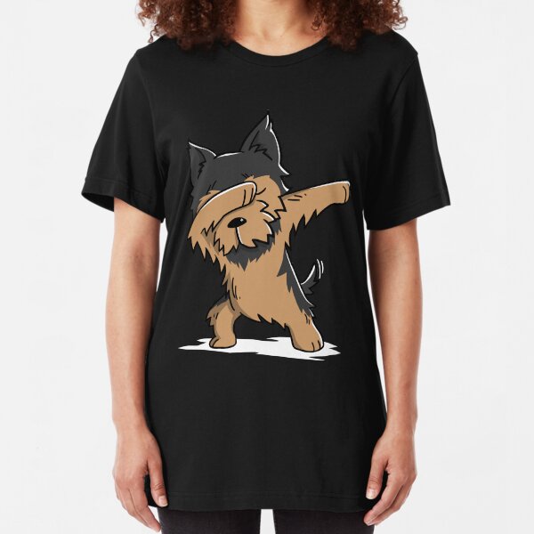 Dabbing Yorkshire Terrier Funny Yorkie Slim Fit T-Shirt