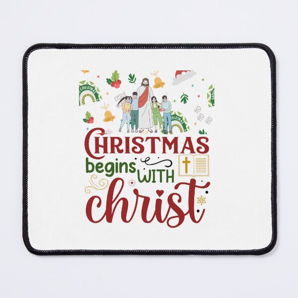 Item preview, Christmas Begins With Christ Plaid Cross Santa | Merry Christmas Jesus Christ greetings | Gifts for Christmas lovers designed and sold by ThanksVibe.