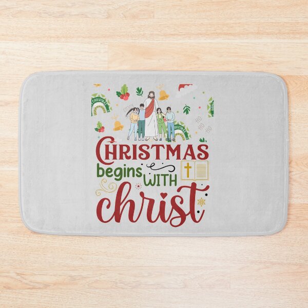 Item preview, Christmas Begins With Christ Plaid Cross Santa | Merry Christmas Jesus Christ greetings | Gifts for Christmas lovers designed and sold by ThanksVibe.