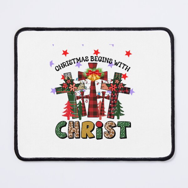Item preview, Christmas Begins With Christ Plaid Cross Santa | Merry Christmas Jesus Christ greetings | Gifts for Christmas lovers designed and sold by ThanksVibe.