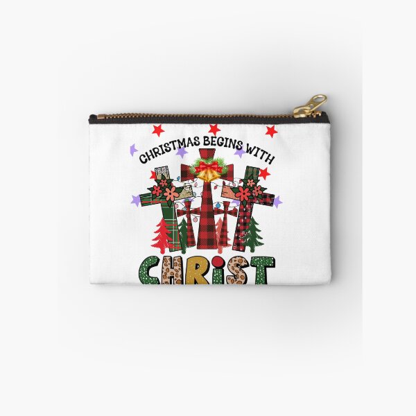 Item preview, Christmas Begins With Christ Plaid Cross Santa | Merry Christmas Jesus Christ greetings | Gifts for Christmas lovers designed and sold by ThanksVibe.