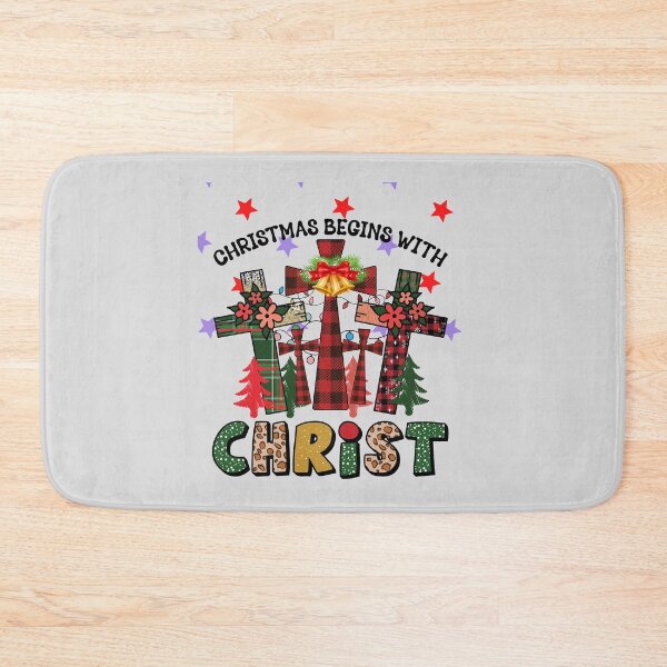 Item preview, Christmas Begins With Christ Plaid Cross Santa | Merry Christmas Jesus Christ greetings | Gifts for Christmas lovers designed and sold by ThanksVibe.