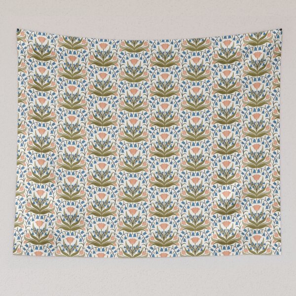 Item preview, Vintage Tulips And Bluebells - Pink designed and sold by FloraDayDesign.