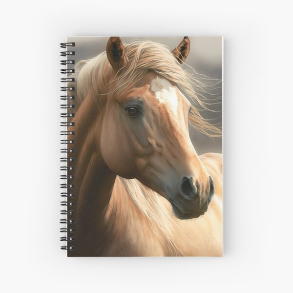 head horse gelding wild mane wind drawing Spiral Notebook