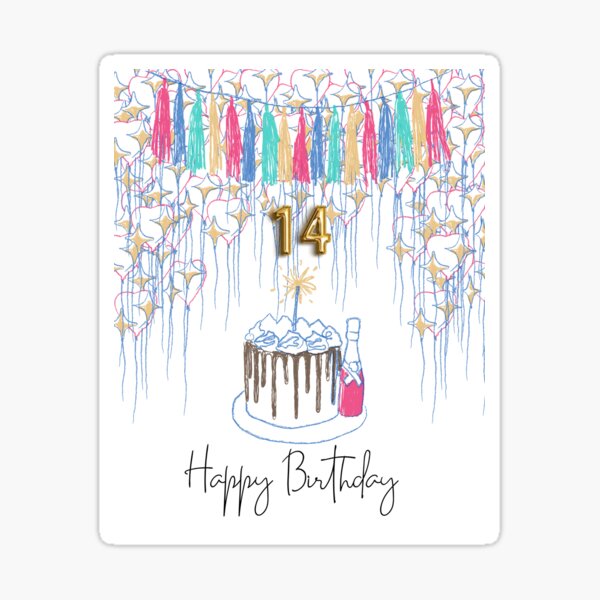 Happy 14th Birthday Personalized Cake Topper Svg Fourteenth -  Portugal