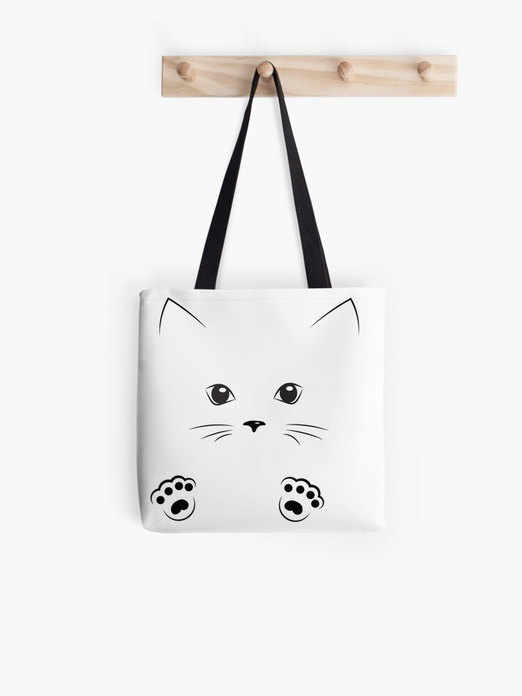 Bolsa de tela for Sale con la obra dibujo de contorno negro cara de gato con patas de Alexx60 Redbubble