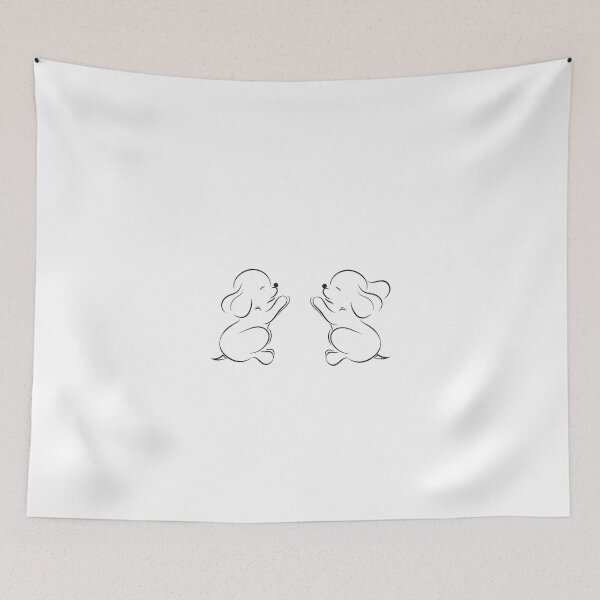 Item preview, Black outline drawing of two little puppies isolated  designed and sold by Alexx60.