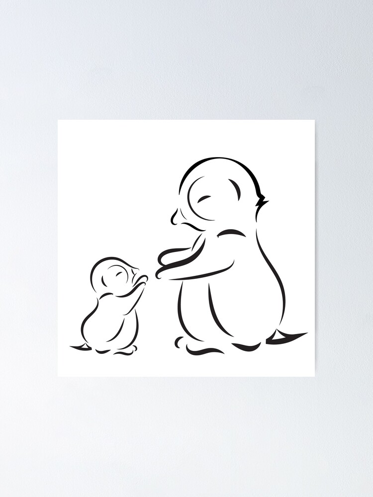 Poster Decrire Le Dessin De La Famille De Pingouin Maman Et Bebe Par Alexx60 Redbubble