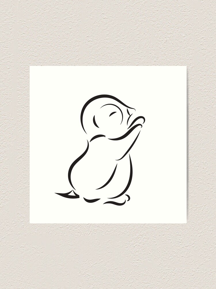 Black Outline Drawing Of Penguin Isolated Art Print By Alexx60 Redbubble