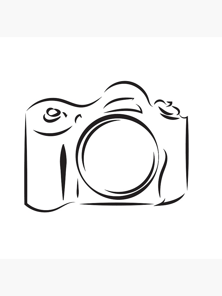 Black Outline Of Camera Isolated On White Background Greeting