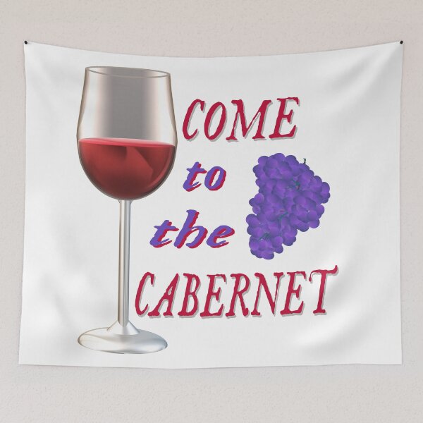 Item preview, Come to the Cabernet.  Glass of Cabernet Sauvignon Red Wine with Purple Black Grapes. (White Background) designed and sold by ArtByLM.