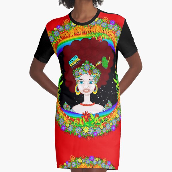 AFRO BRASIL - Flowers Graphic T-Shirt Dress