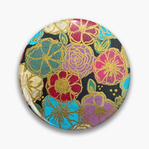 Item preview, Hand painted colourful flowers with golden outlining designed and sold by Artheticsbyamna.