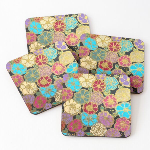 Item preview, Hand painted colourful flowers with golden outlining designed and sold by Artheticsbyamna.