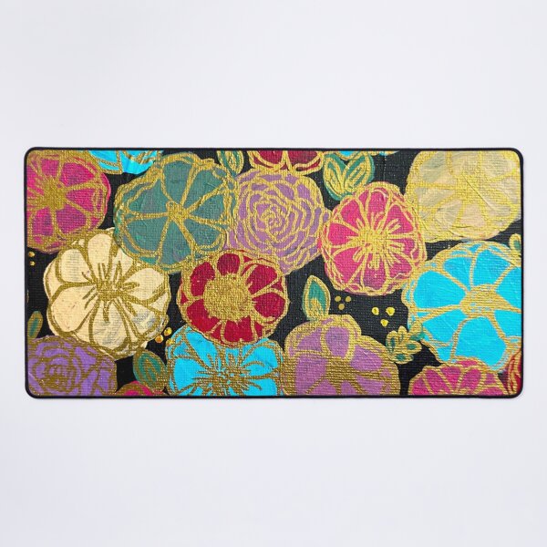 Item preview, Hand painted colourful flowers with golden outlining designed and sold by Artheticsbyamna.