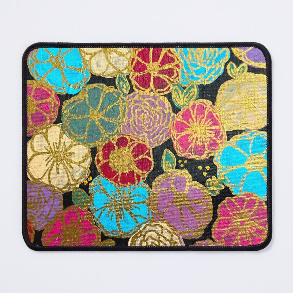 Item preview, Hand painted colourful flowers with golden outlining designed and sold by Artheticsbyamna.